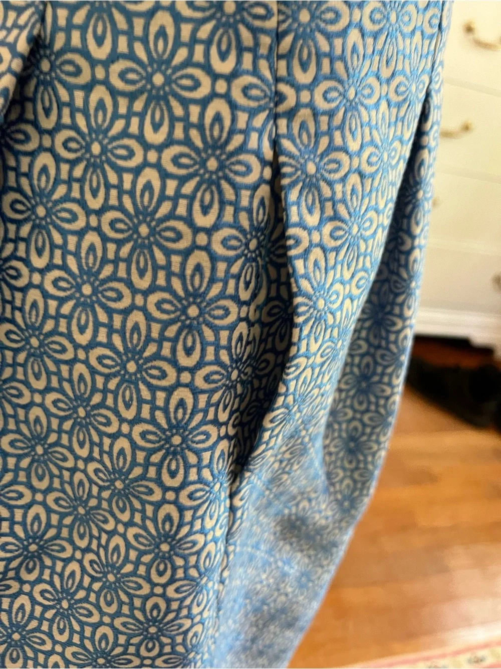 Banana Republic Blue White Fit & Flare Jacquard Dress Size 4 Sleeveless